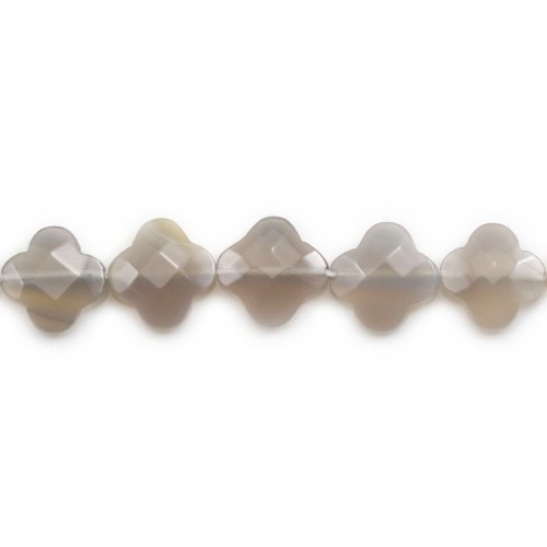 Grey agate clover faceted 13 mm x 2pcs