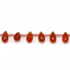 Agate red, in the shape of a drop faceted 6 * 9mm x 4pcs