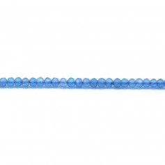 Ágata tingida de azul, forma redonda facetada, tamanho 2x3mm x 20pcs