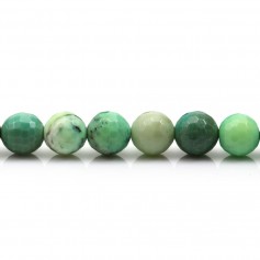 "Green grass agate, round faceted shape, 8mm x 39cm