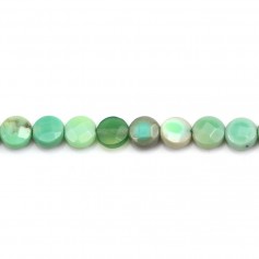 "Grass Agate" green color, round flat faceted shape, 6mm x 39cm