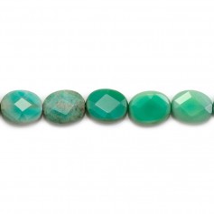 Green grass agate, in the shape of a faceted oval 8x10mm x 2pcs