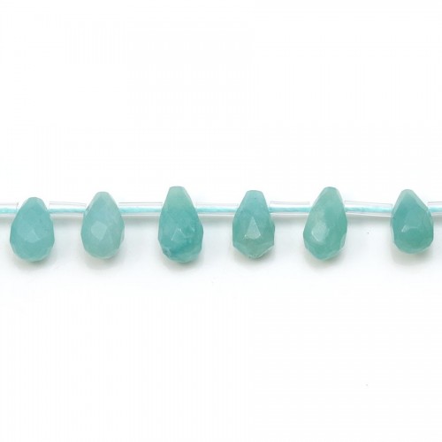 Amazonite, in the shape of a faceted drop, 6 * 9mm x 40cm