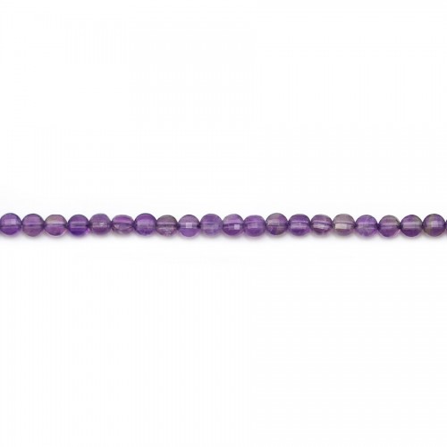 Purple amethyst, in round flat faceted shape, 2.5mm x 39cm