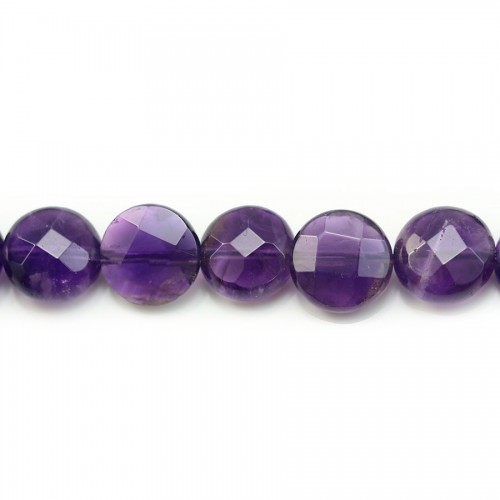 Amethyst Faceted Flat Round 8mm X 5 pcs