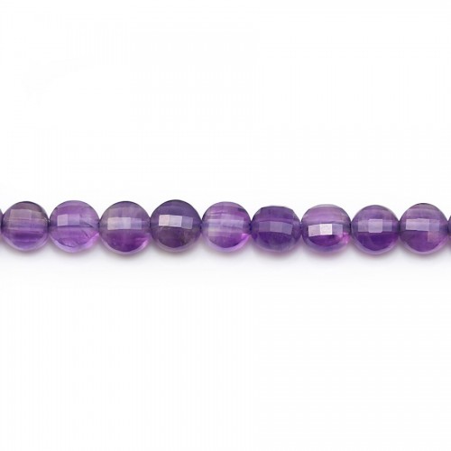 Amatista púrpura, redonda con facetas planas, 4,5 mm x 6 piezas