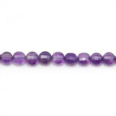 Purple amethyst, in round flat faceted shape, 4.5mm x 6pcs