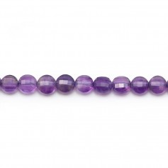 Ametista púrpura, redondo plano facetado, 4,5mm x 6pcs
