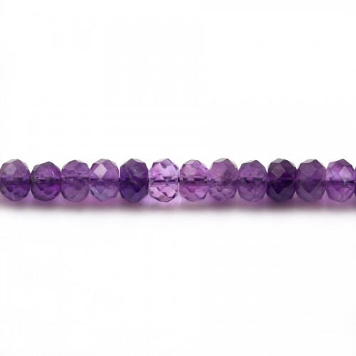 Améthyste, violet, rondelle facettée, 5x8mm x 39cm