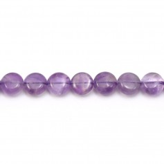 Amethyst clear purple round flat 8mm x 6pcs