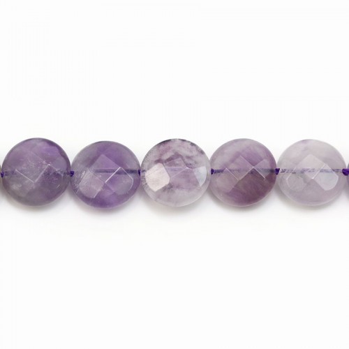 Clear Amethyst Faceted Flat Round 12mm x 40cm