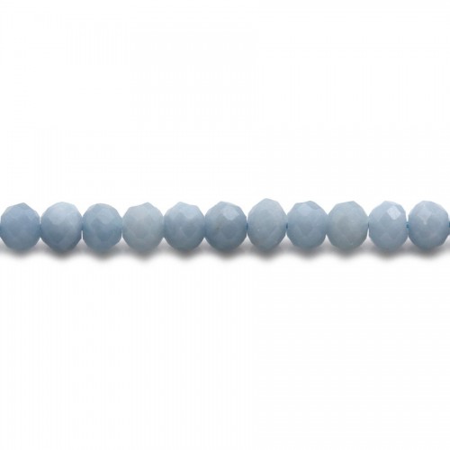 Angelit von blassblauer Farbe, facettierter Rundling 4x6mm x 8pcs