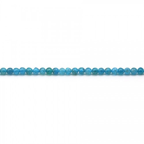 Apatite of blue color and in round shape, measuring 2-2.5mm x 40cm