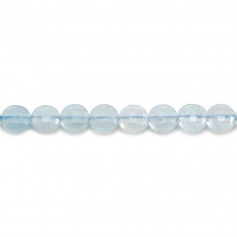 Aquamarine in blue color, in the shape of a faceted flat round 6mm x 5pcs
