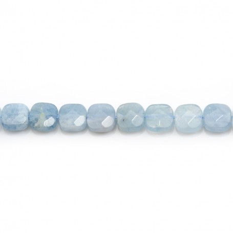 Aquamarine in blue, in faceted squared shape 6mm x 4 pcs