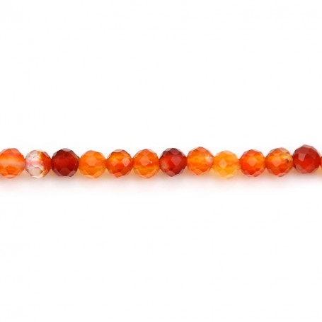Cornaline of orange color, in shape of round faceted, 3mm x 38cm