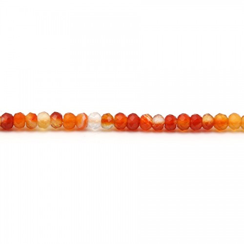 Cornaline orange, in the shape of a faceted washer, in size of 2 * 3mm x 39cm