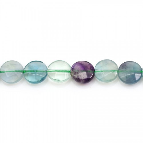 Fluorite in faceted flat round shape x 39cm