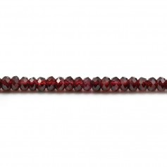 Garnet burgundy, in the shape of a faceted roundel, 2.5x4mm x 10pcs