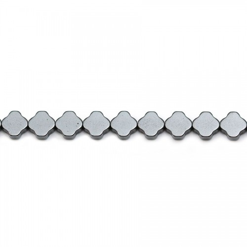 Hematite metallic grey, in the shape of clover, 6mm x 40cm 