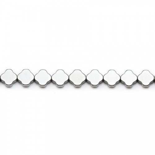 Hematites de plata, forma de trébol, 6mm x 40cm