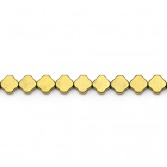 Golden hematite, cloverleaf shape, 6mm x 40cm