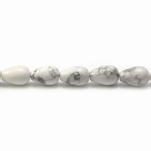 Howlite, in a smooth round drop shape, 8 * 12mm x 40cm