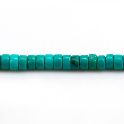 Howlite teinté de couleur bleu vert, en forme de rondelle, 3 * 4mm x 40cm
