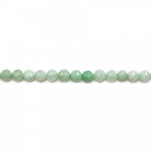Natural jade, in the shape of a faceted round, 3mm x 40cm