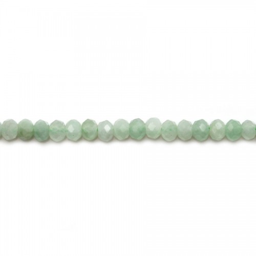 Natural jade, in the shape of a faceted roundel, 2x3mm x 20pcs