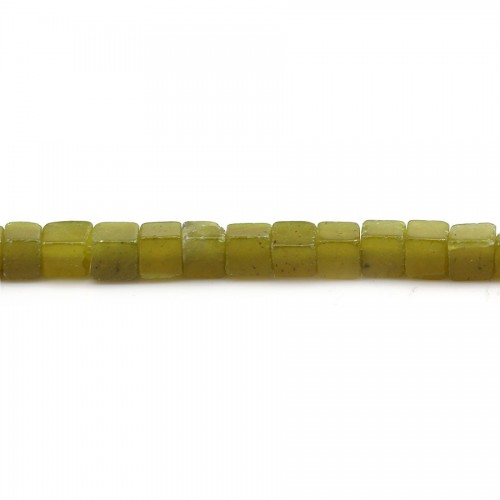Jade verde-amarelo coreano, forma de cubo, 4mm x 39cm