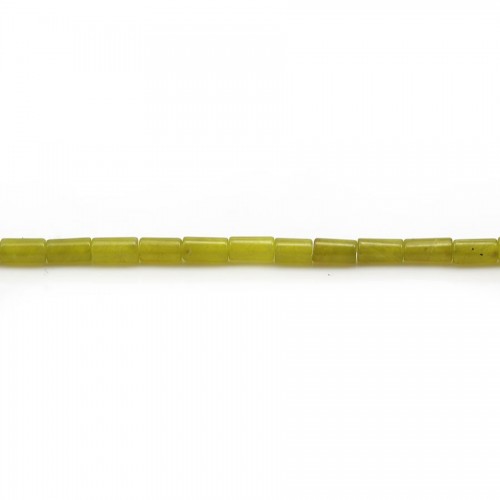 Jade verde amarelo coreano, forma de tubo, 2 * 4mm x 40cm