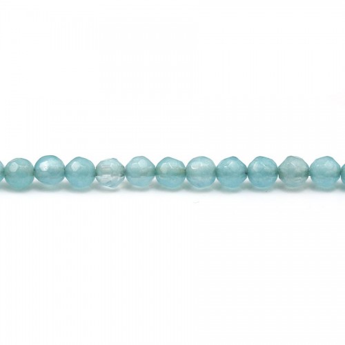Himmelblau gefärbte Jade runde Facette 4mm x 40cm