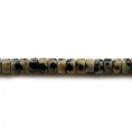 Jaspe dalmatien, en forme de rondelle 2*4.5mm x 39cm