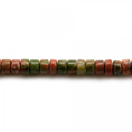 Jaspe unakite, en forme de rondelle Heishi, 2x4.5mm x 39cm