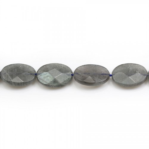 Labradorite cinzento oval facetado 13x18mm x 38cm