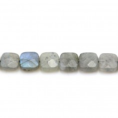 Grey Labradorite, square faceted, 8mm x 2pcs