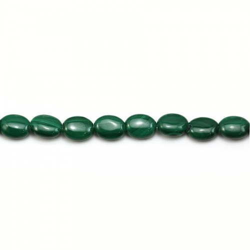 Malaquita verde, forma ovalada, tamaño 6x8mm x 4 piezas