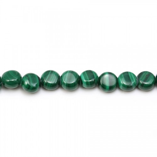 Malachite green, in round and flat shaped beads, in size of 6mm x 40cm