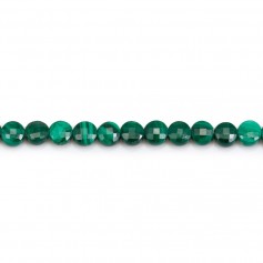 Malachite, in shape of flat round faceted 4mm, x 10pcs
