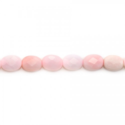 Pink opal, faceted oval shape, 6x8mm x 4pcs