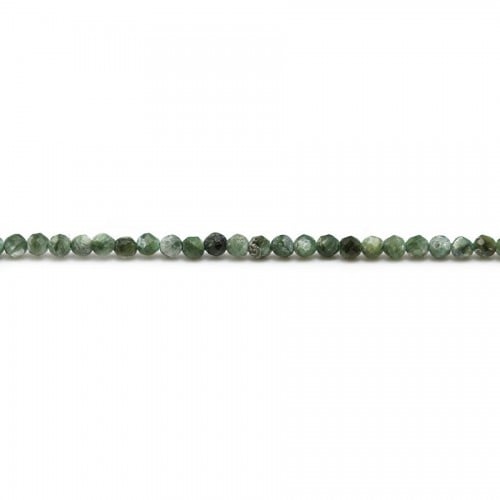 Seraphinite de couleur verte, de forme ronde facette, 2mm x 39cm