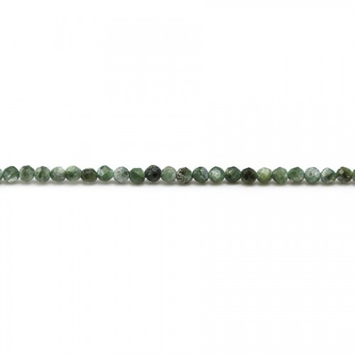 Seraphinite, in green color, in shape of round faceted, 2mm x 39cm
