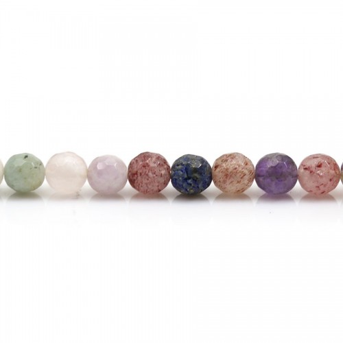 Mix of stones, in faceted round shape, 6mm x 39cm