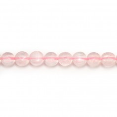 Pink quartz, in the shape of a flat and round pearls, 6mm x 40cm