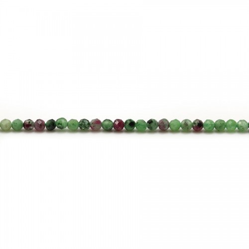 Zoisite ruby, in round faceted shape, 2mm x 39cm