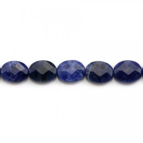 Sodalite, faceted oval shape, 8x10mm x 2pcs