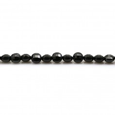 Espinela negra, forma redonda facetada plana 4mm x 10pcs