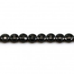 Black spinelle in shape of flat round faceted 6mm x 5pcs