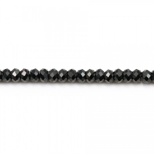 Black spinel Faceted roundel 2*3mm x 39cm